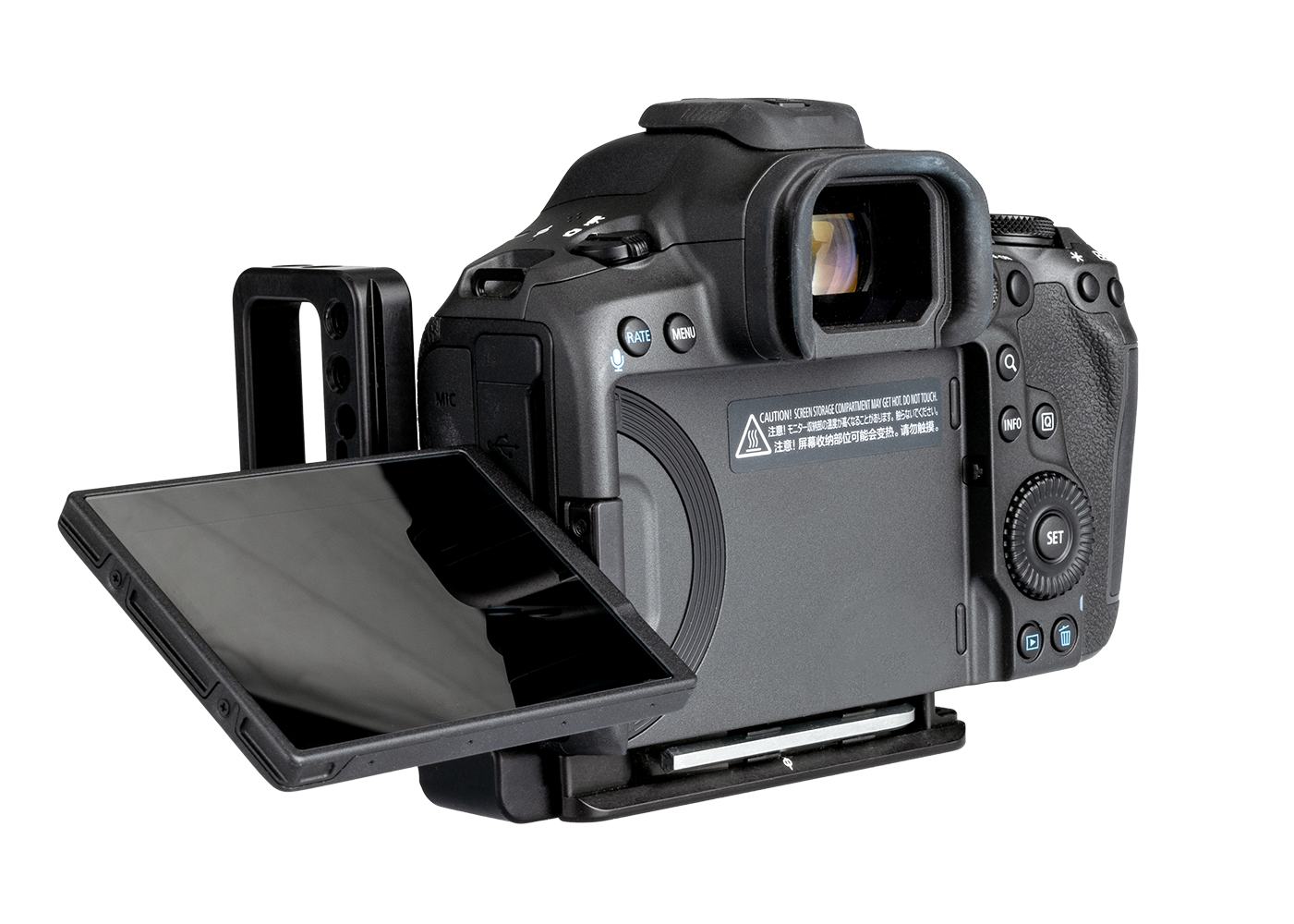 Canon R5 video l-bracket rear detail