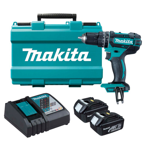 Mobile Hammer Driver Drill, 13mm (2 Speed), 18V Li-Ion, 2 x 3.0Ah Batteries, Rapid Charger & Carry C DHP482RFE Mobile Hammer Driver Drill, 13mm (2 Speed), 18V Li-Ion, 2 x 3.0Ah Batteries, Rapid Charger & Carry C DHP482RFE
