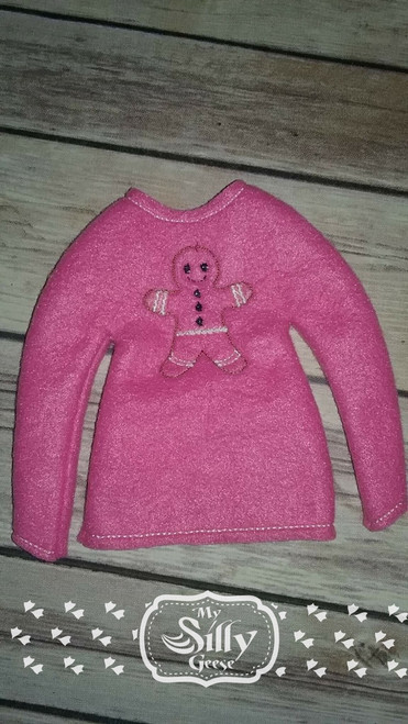 5x7 Elf Sweater Rounded Gingerbread Man