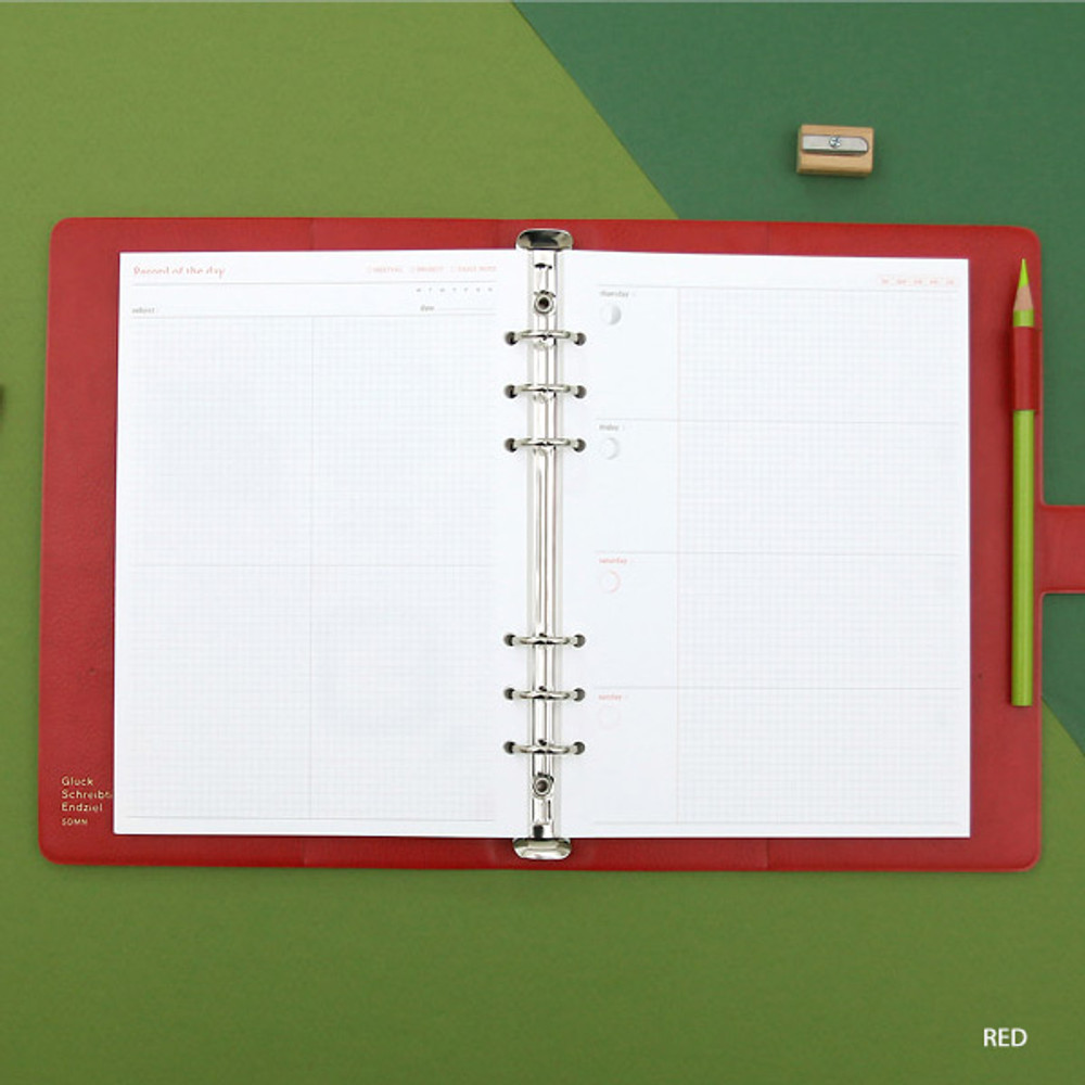 Red - Second Mansion Standard A5 6-ring dateless weekly diary