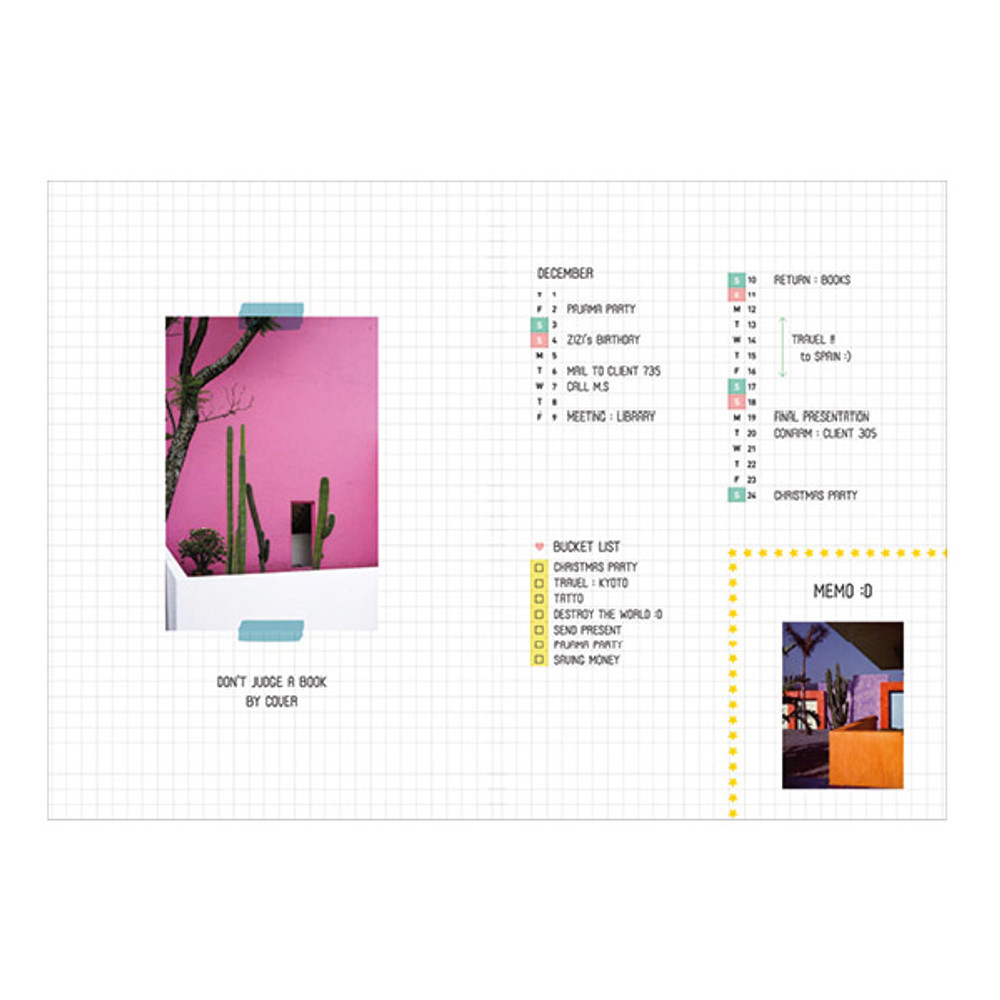 Usage example - Second Mansion Grid 6-ring A5 size planner notebook refill