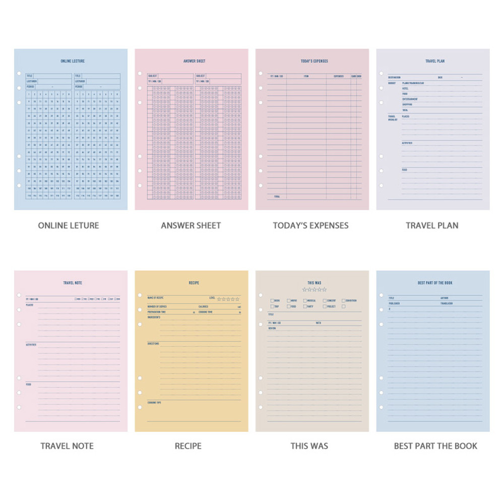 Travel Planner Notebook Refill - A5