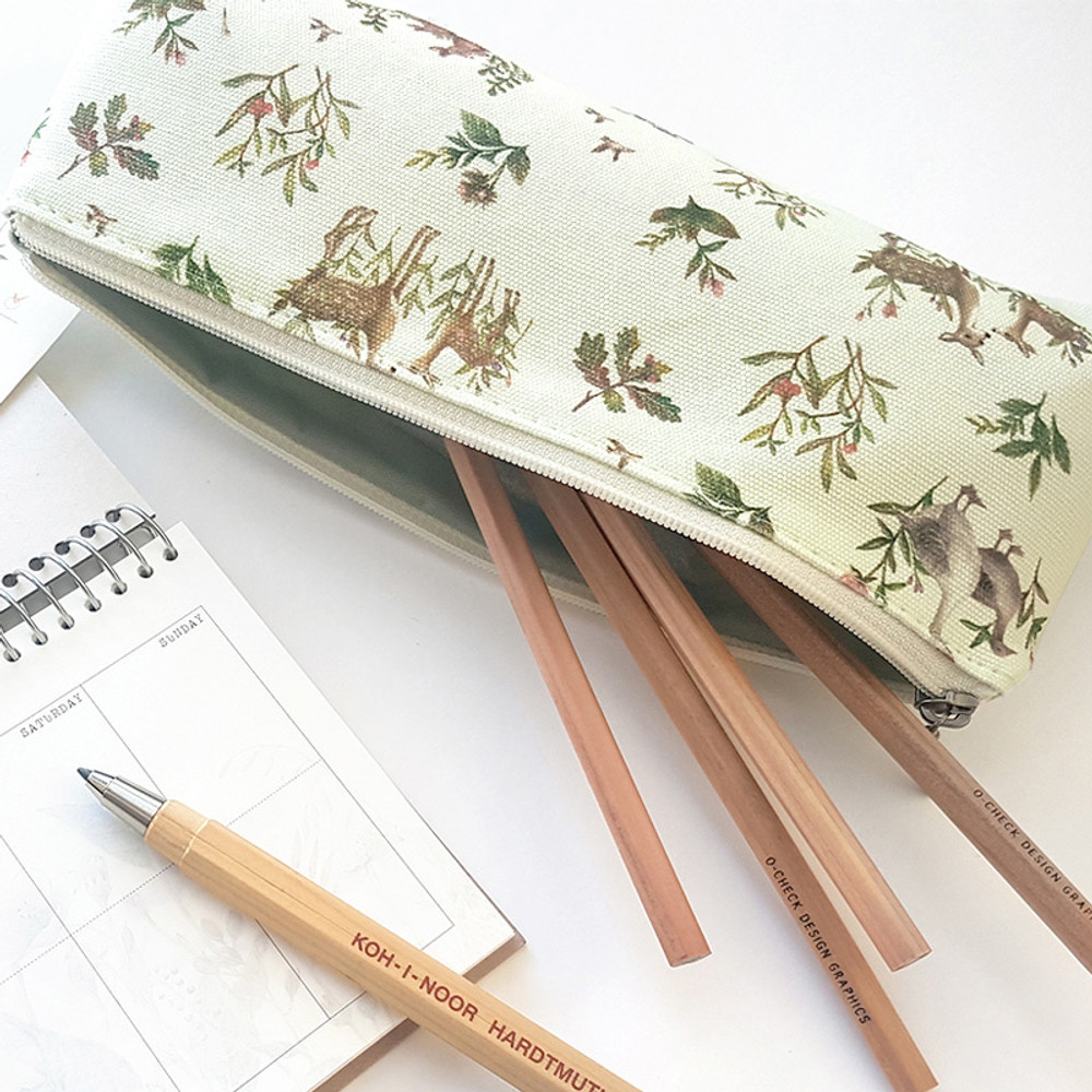 O-CHECK Harmony cotton zipper pencil case pouch