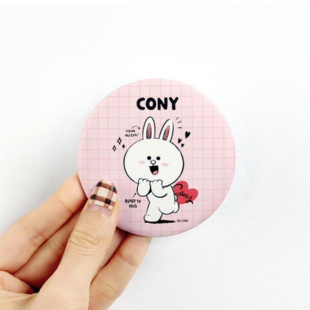 Monopoly Line friends round mirror with cute pattern pocket