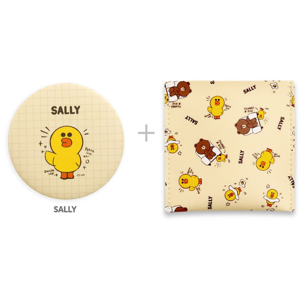 Sally - Monopoly Line friends round mirror with cute pattern pocket
