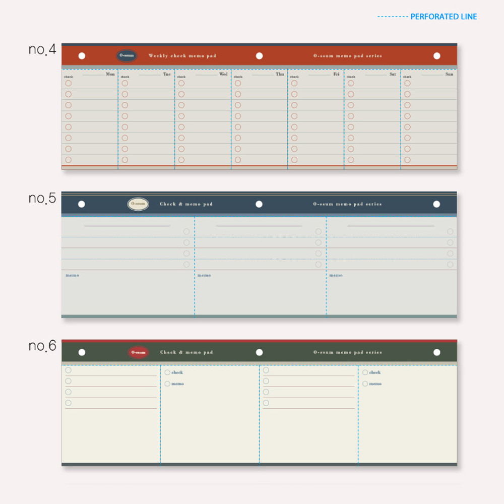 O-ssum standing memo notepad with perforated line
