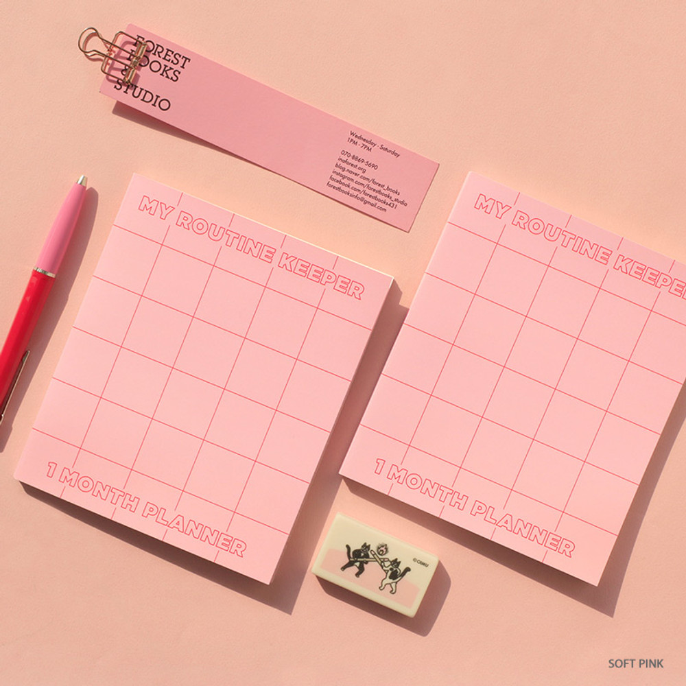 Pink - My routine keeper 1 month dateless weekly planner scheduler 