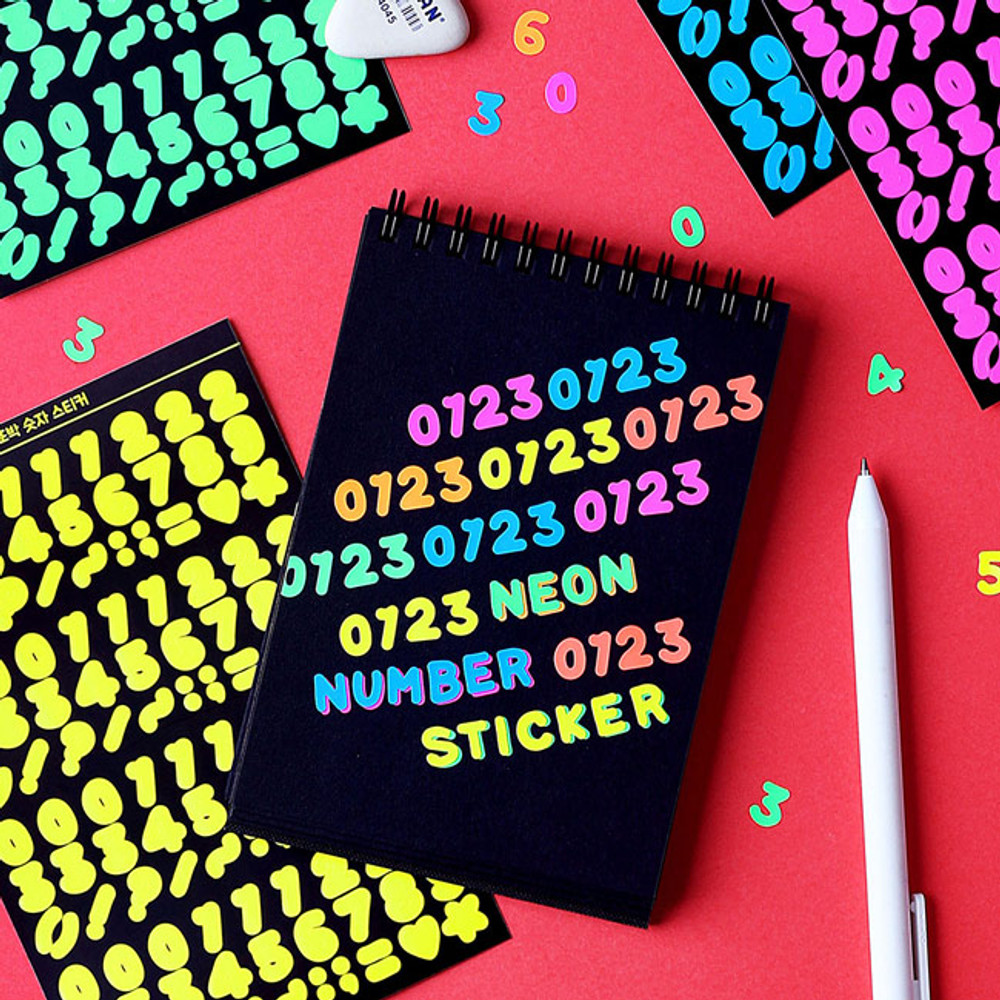 Wanna This Neon Number letter craft decoration sticker