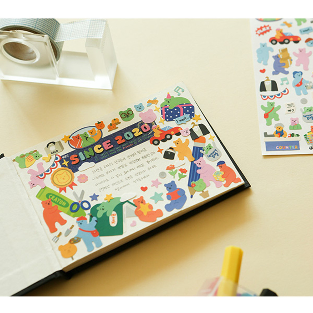 Usage example - Dailylike Jelly bear Study paper removable sticker