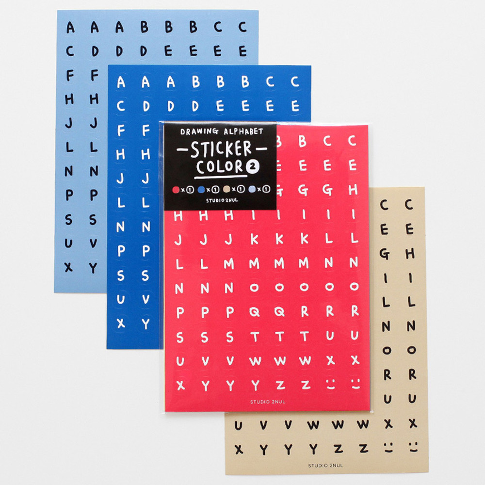 2NUL Drawing alphabet color sticker set ver2