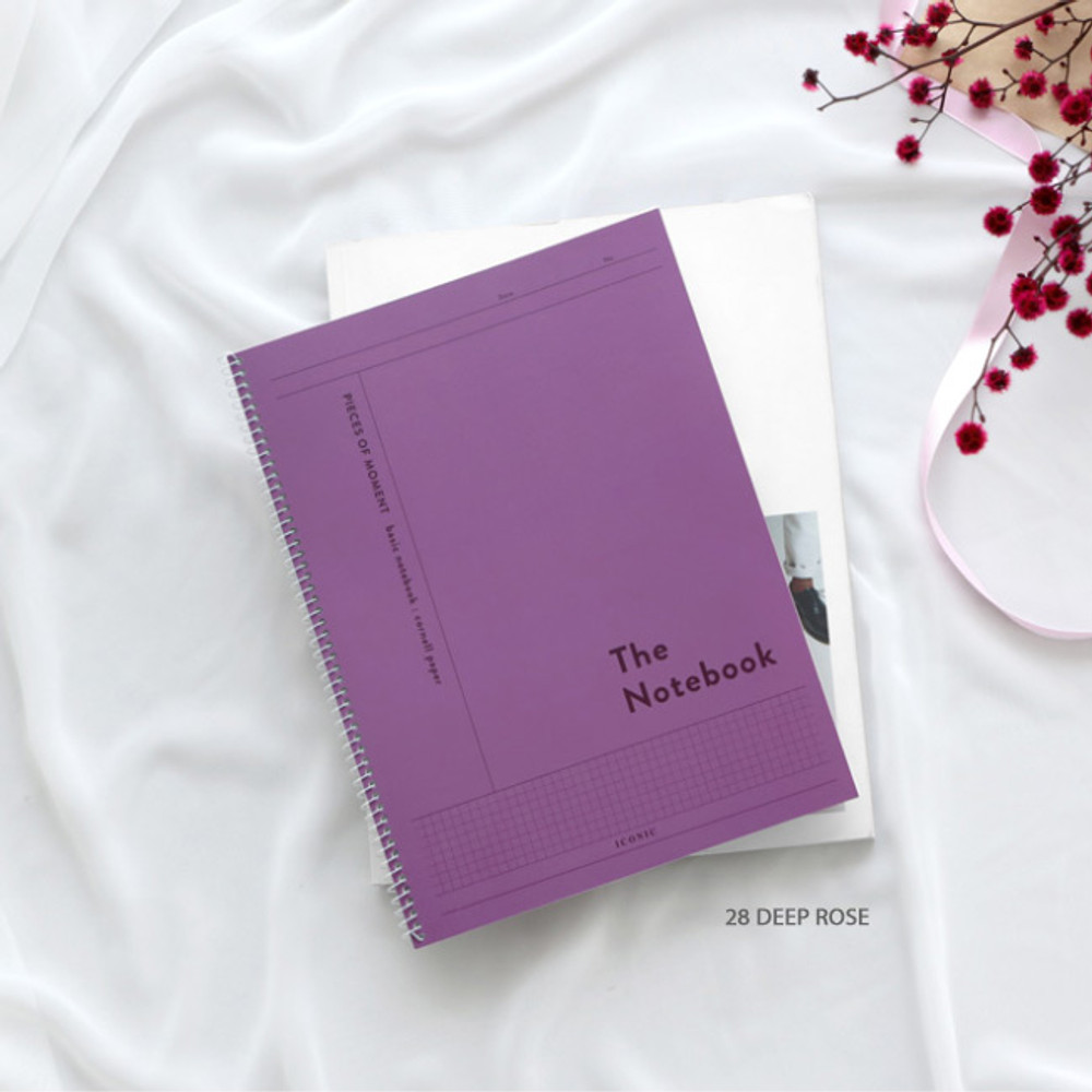 28 Deep Pink - ICONIC Basic Cornell spiral bound lined and grid notebook