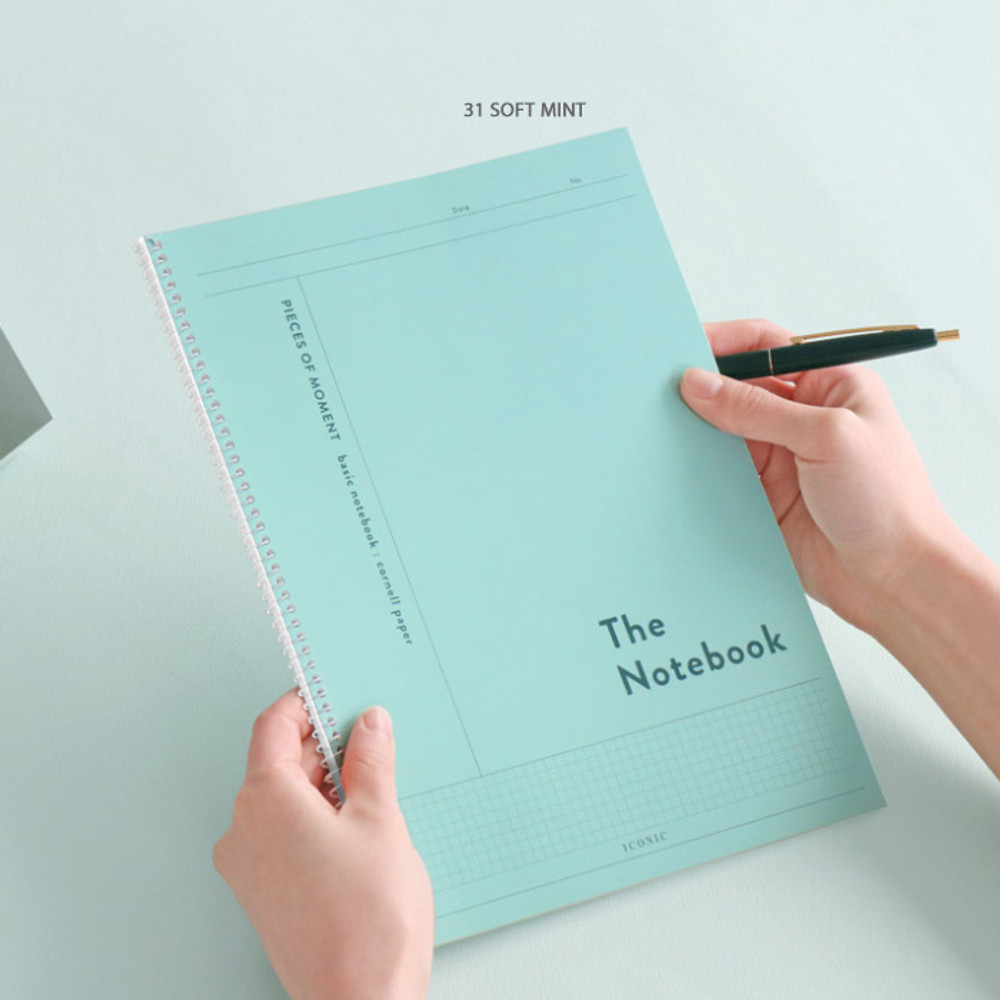 31 Soft Mint - ICONIC Basic Cornell spiral bound lined and grid notebook