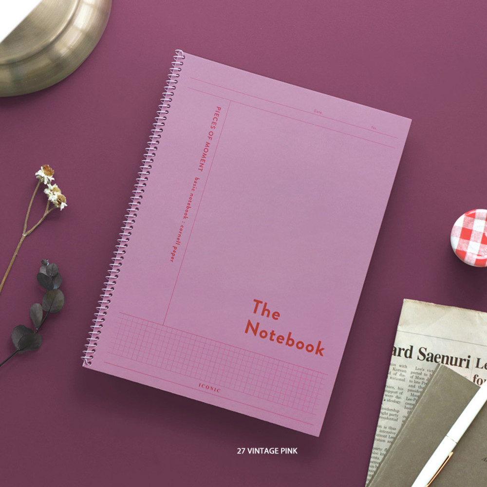 27 Vintage Pink - ICONIC Basic Cornell spiral bound lined and grid notebook