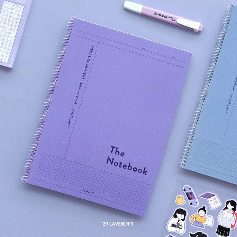 29 Lavender - ICONIC Basic Cornell spiral bound lined and grid notebook