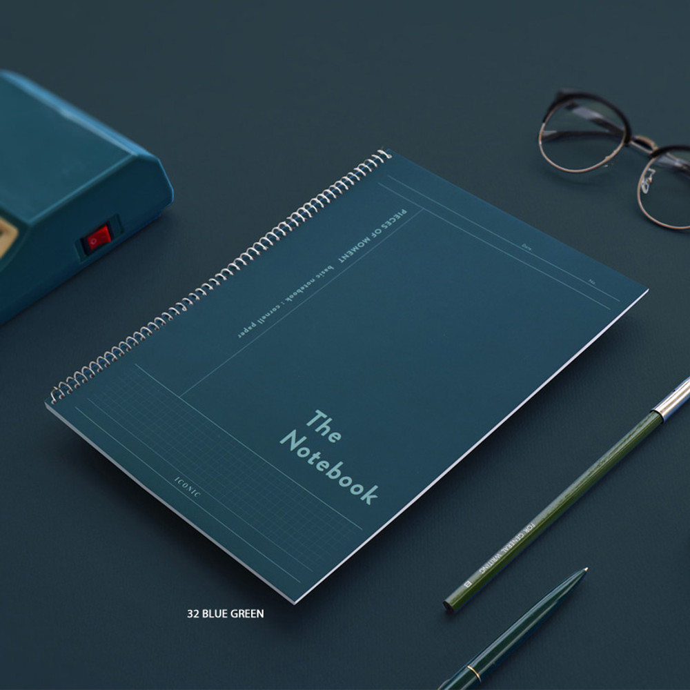 32 Blue Green - ICONIC Basic Cornell spiral bound lined and grid notebook