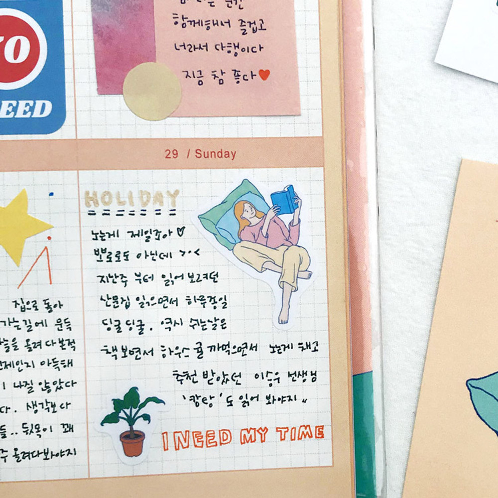 Usage example - Design comma-B Today illustration paper sticker