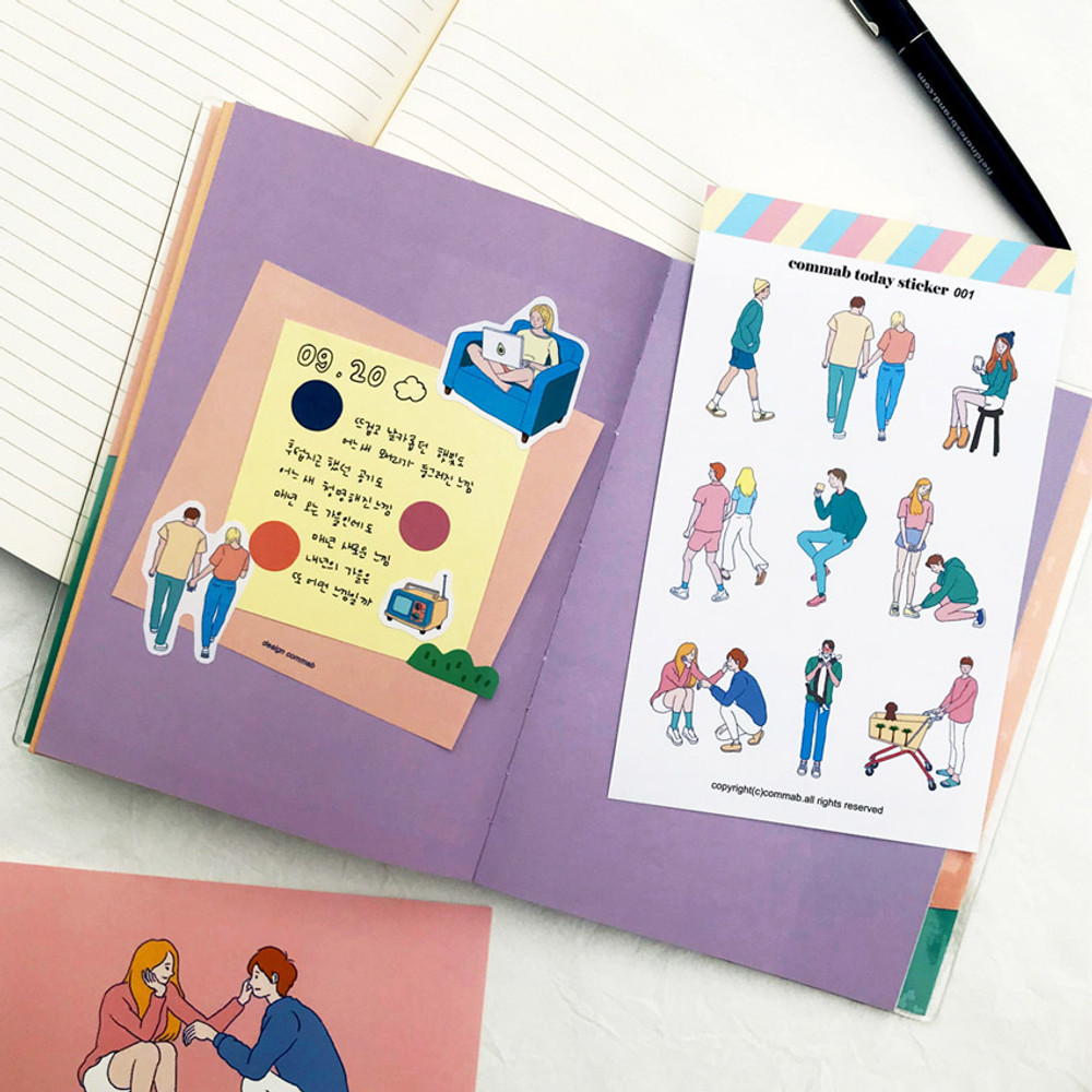 Usage example - Design comma-B Today illustration paper sticker