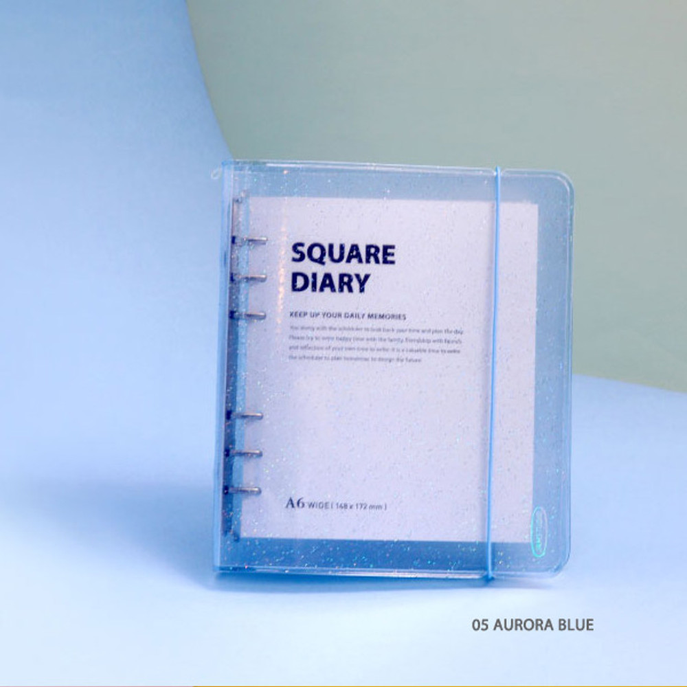 Square 6 Ring A6 Wide Binder, 02 Aurora White