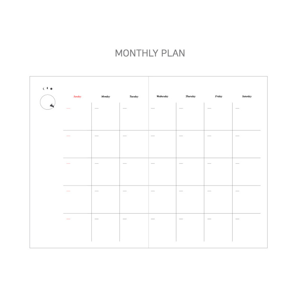 Monthly plan - Dash And Dot Moon special dateless weekly diary planner