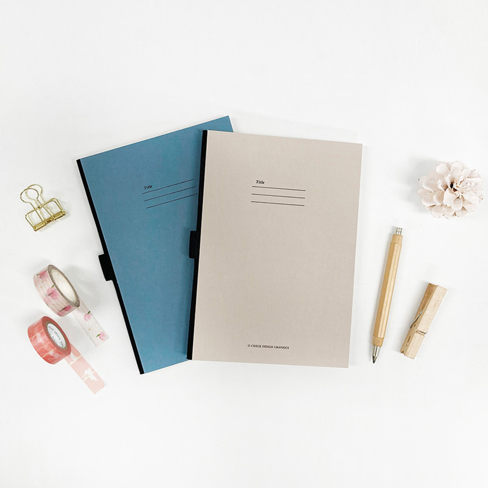 O-check Hardcover blank notebook with a pen holder
