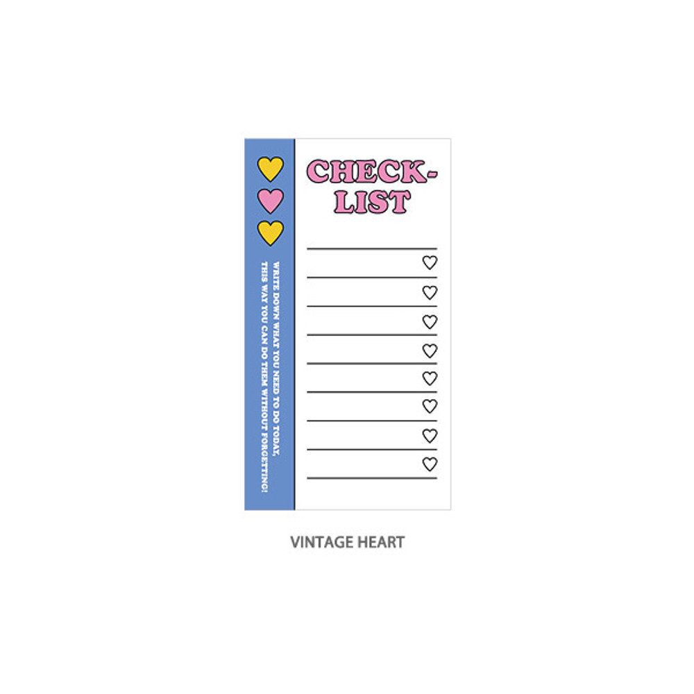 Vintage heart - Ardium Color point checklist blank memo notepad ver2