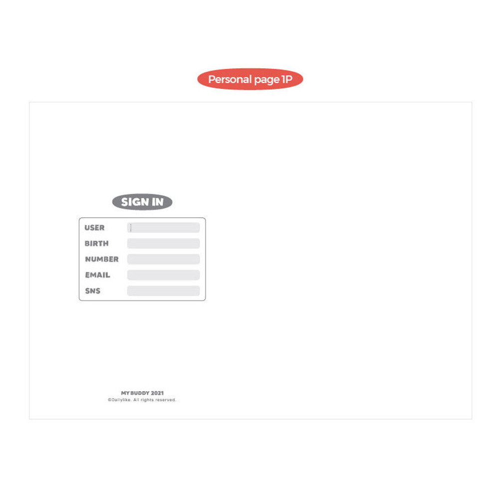 Personal page - Dailylike My Buddy dateless weekly diary planner