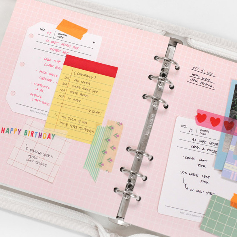 Free note - 2NUL Cherry pick wide A6 zipper 6-ring undated weekly diary
