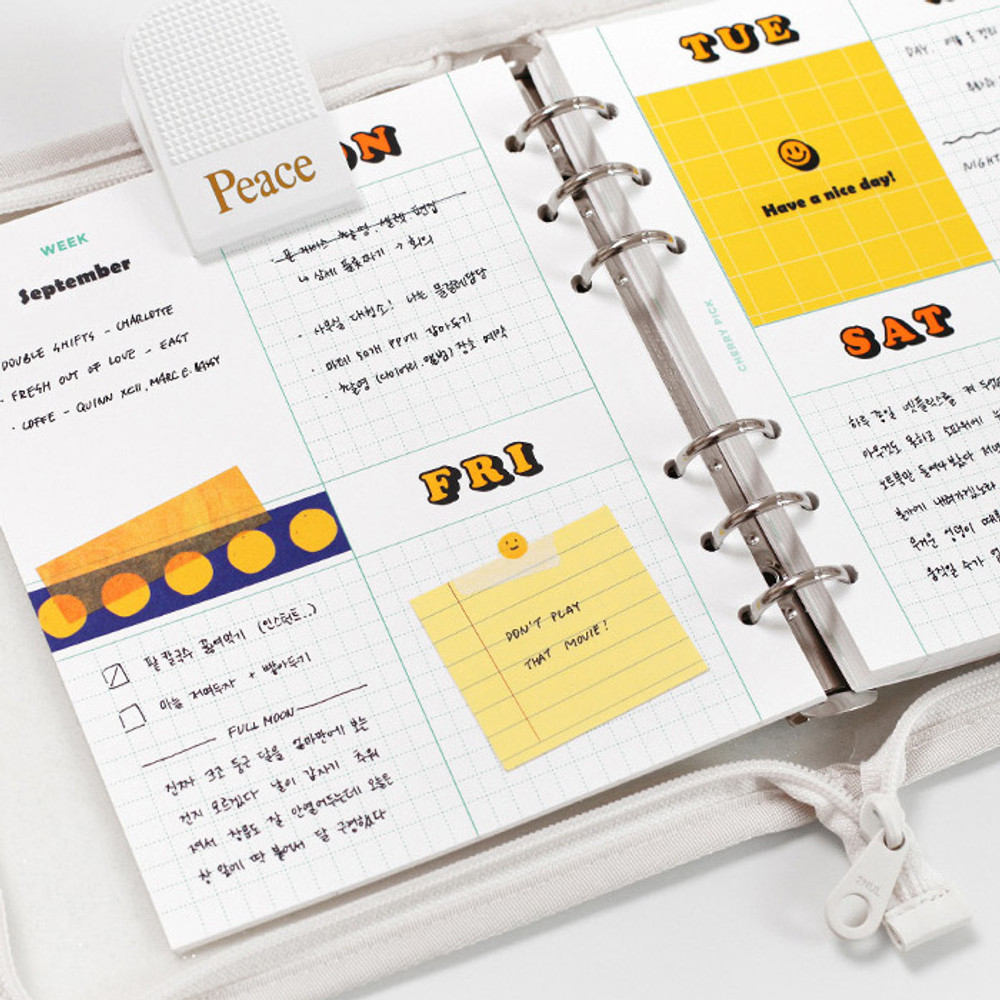 Weekly plan - 2NUL Cherry pick wide A6 zipper 6-ring undated weekly diary