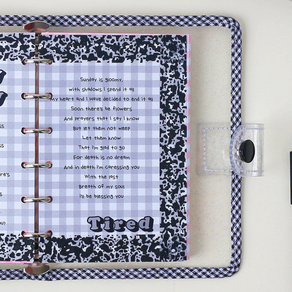 Wanna This Picnic check A6 6-ring PVC binder