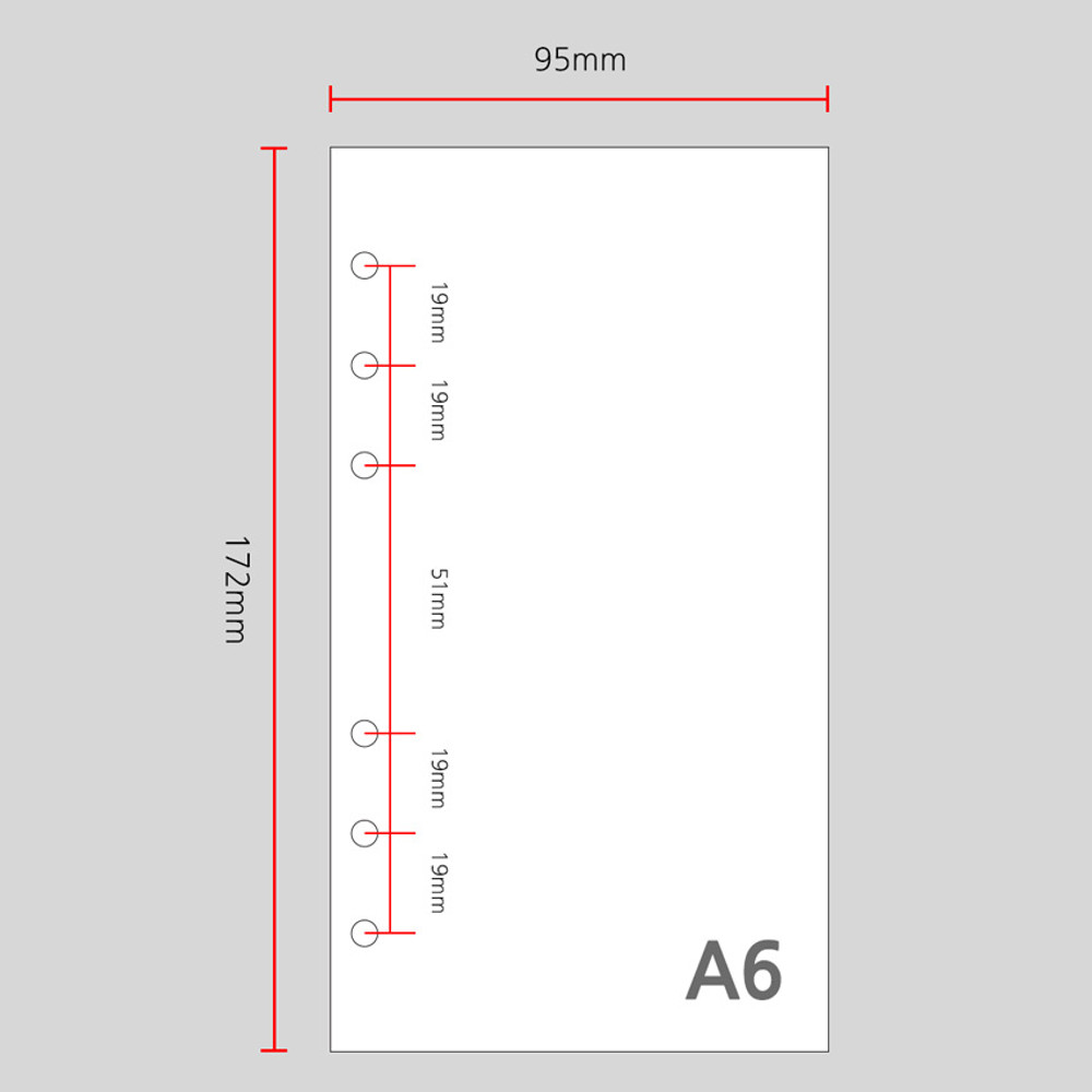 Size - Wanna This Palette grid A6 size 6 holes paper refills set