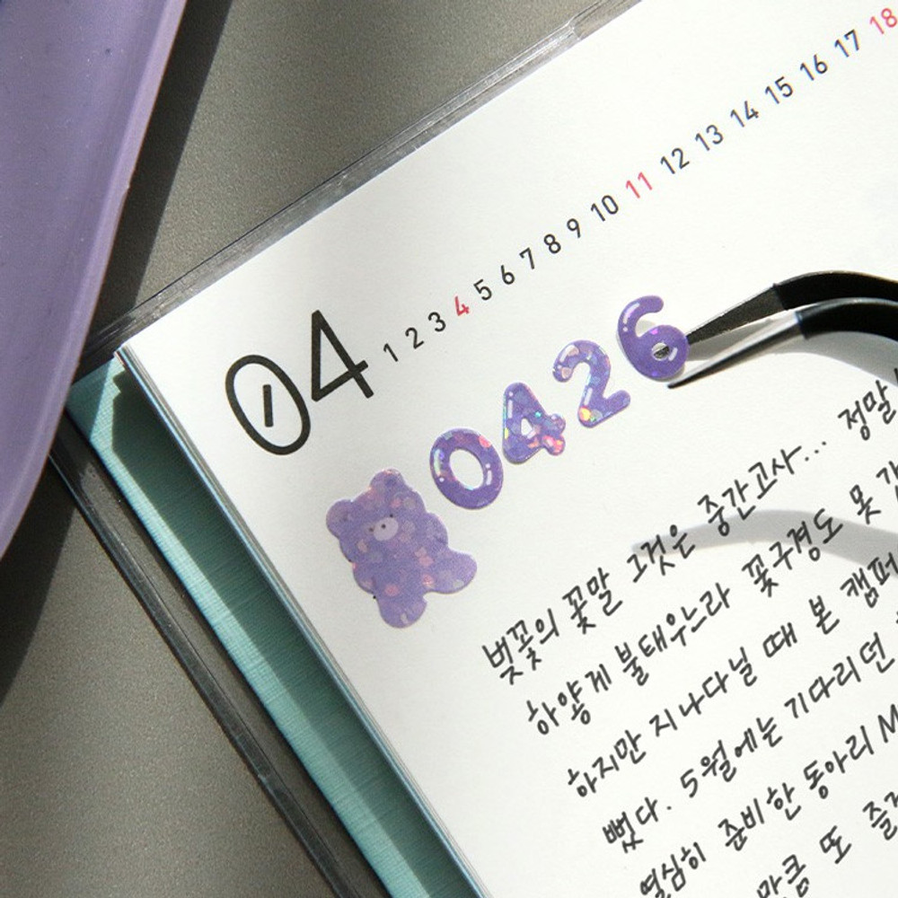 Purple Glitter Letters Sticker Sheet