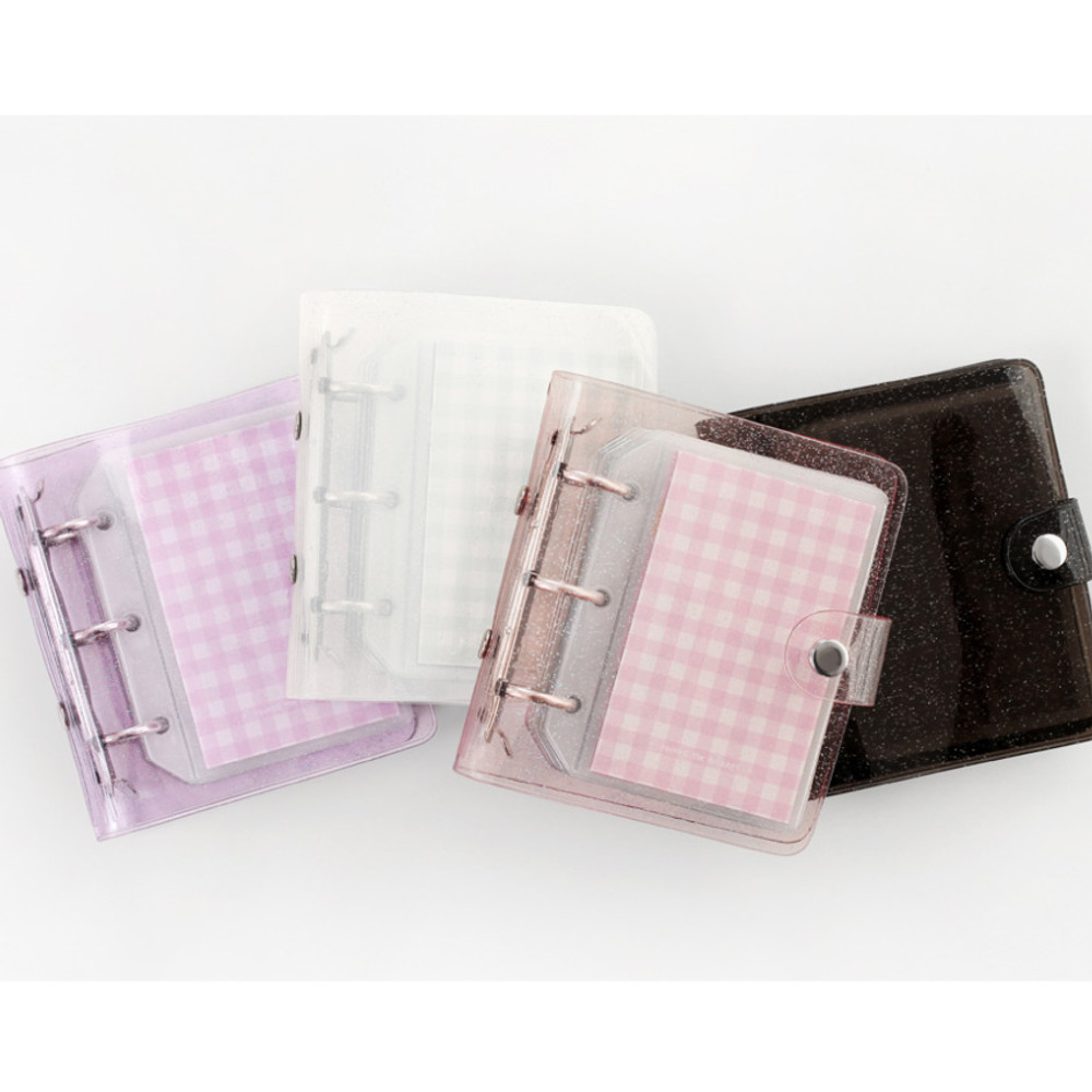 Instax Mini 3 Ring Binder + Photo Pocket Set, Pink Check