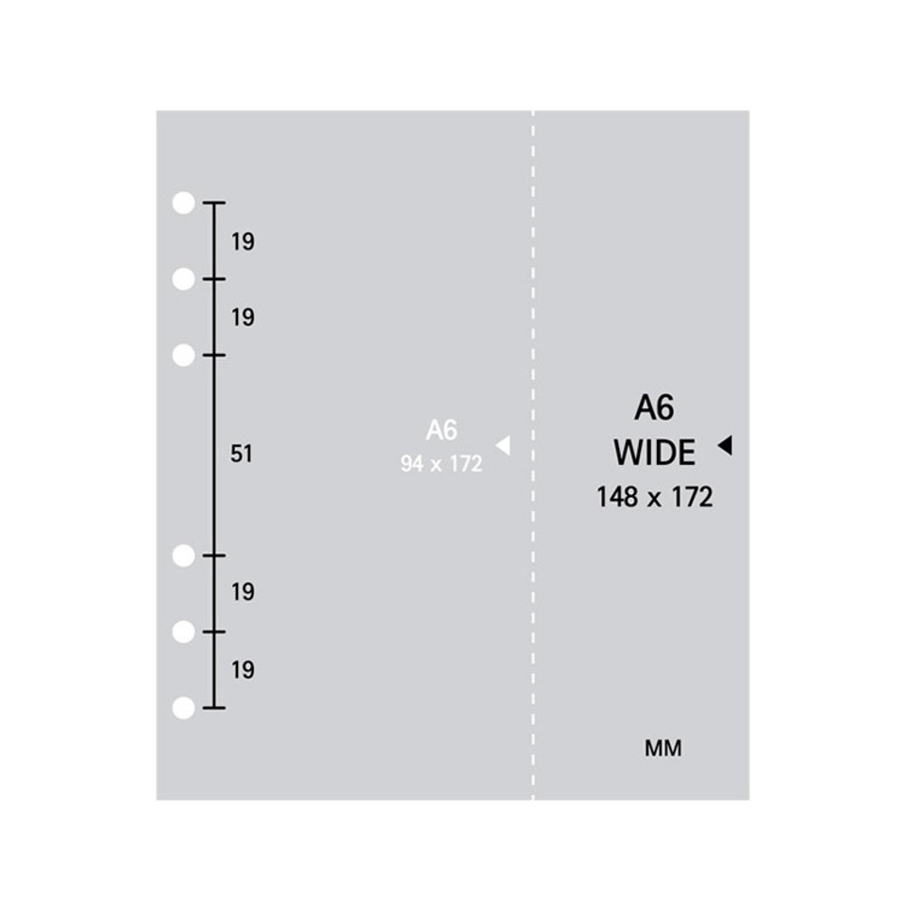 Inner paper size - 2NUL Cherry pick wide A6 6-ring PVC button binder
