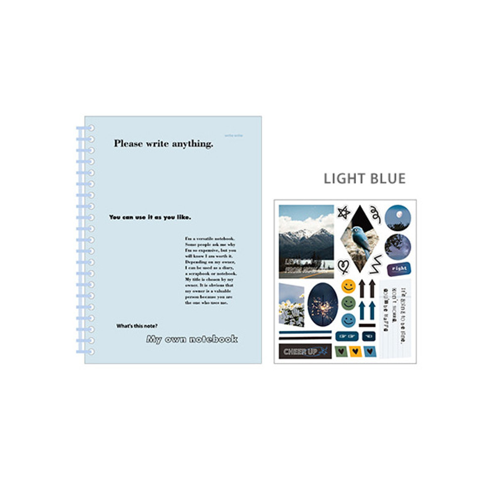 Light Blue - Ardium My own A5 plastic ring lined notebook with a sticker