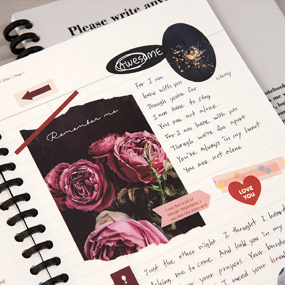 Usage example - Ardium My own A5 plastic ring lined notebook with a sticker