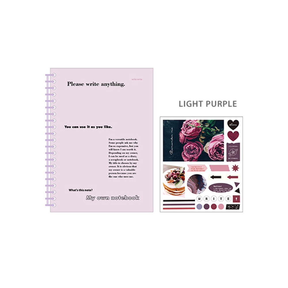Light Purple - Ardium My own A5 plastic ring lined notebook with a sticker