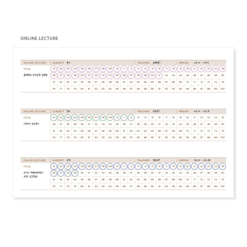 Online lecture - Ardium Slow and steady 4 months dateless study planner