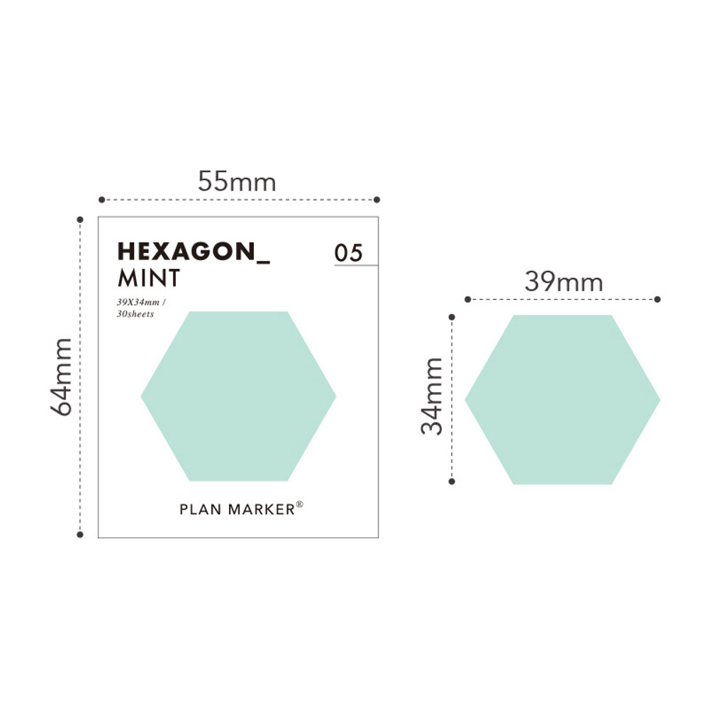  Large (6) Hexagon Sticky Note Pads Set (6 Colors, 50 Sheets  Per Pad) : Office Products