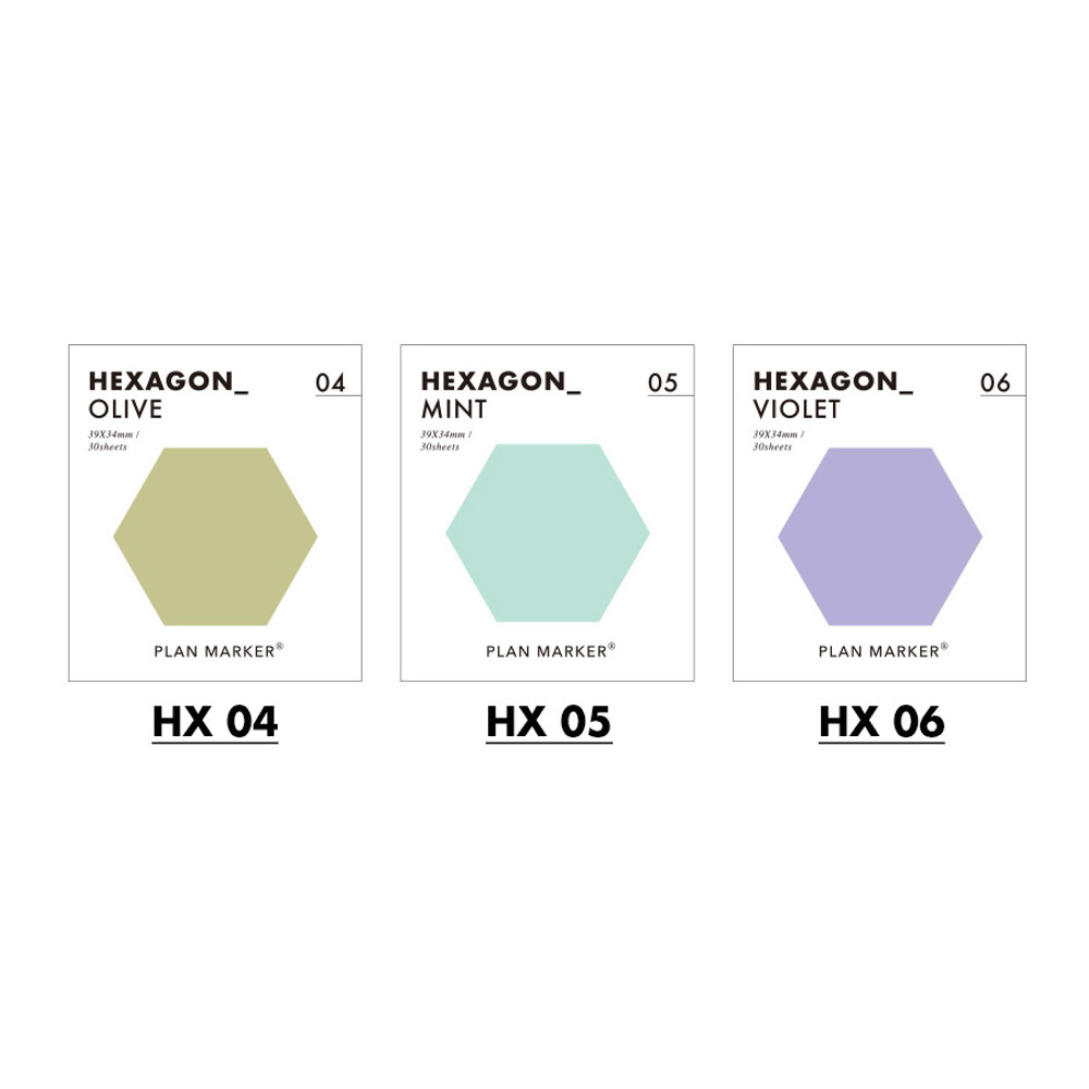  Large (6) Hexagon Sticky Note Pads Set (6 Colors, 50 Sheets  Per Pad) : Office Products