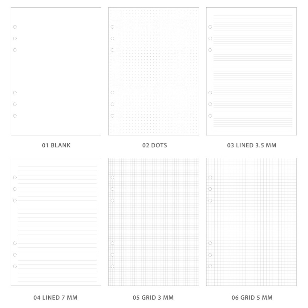 A5 Size Dot Grid Paper Refill (0.25), Sized and Punched 6-Ring A5 Notebooks by Filofax, Mulberry, Kikki K, TMI, and others. Sheet Size 5.83 x 8.27
