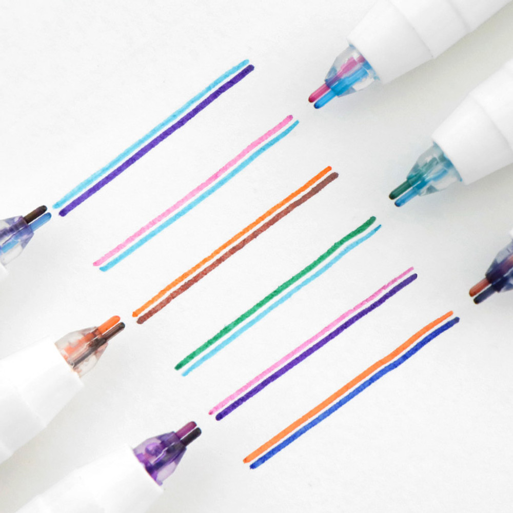 Creative Double Line Dual Color Pens Set Multicolor Pen, School