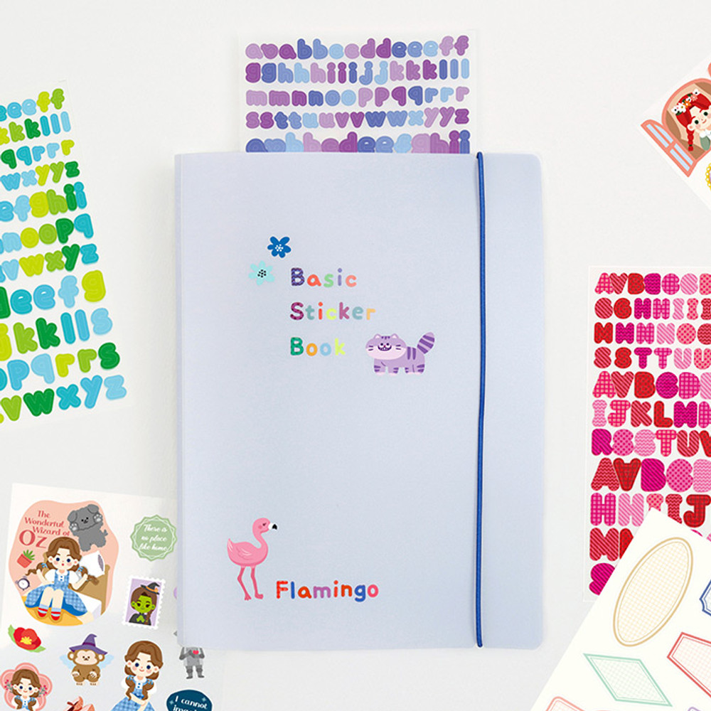 Basic 20 rings sticker organizer book with Alphabet stickers