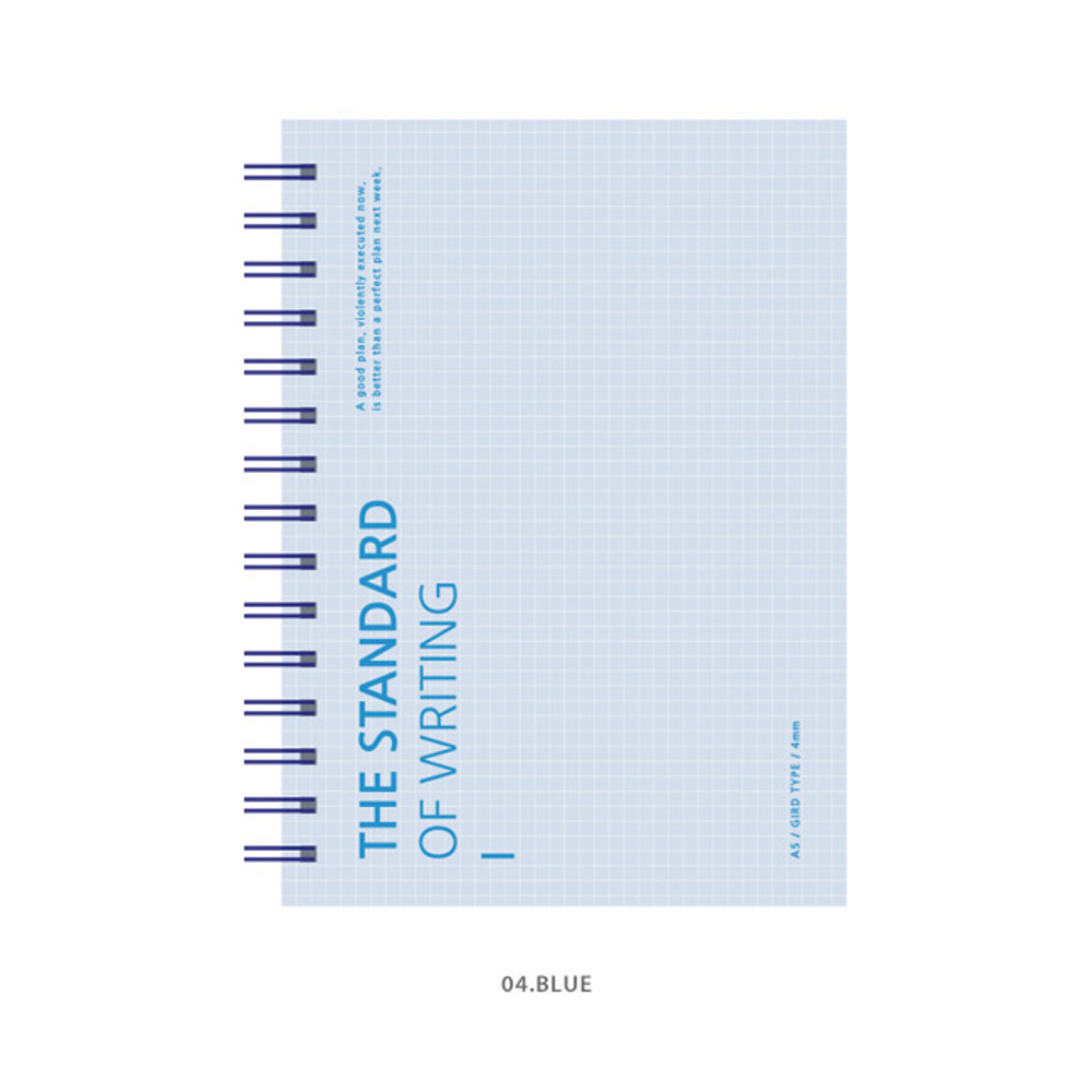 04 blue - Wanna This Standard Writing A5 Wire Bound Grid Notebook