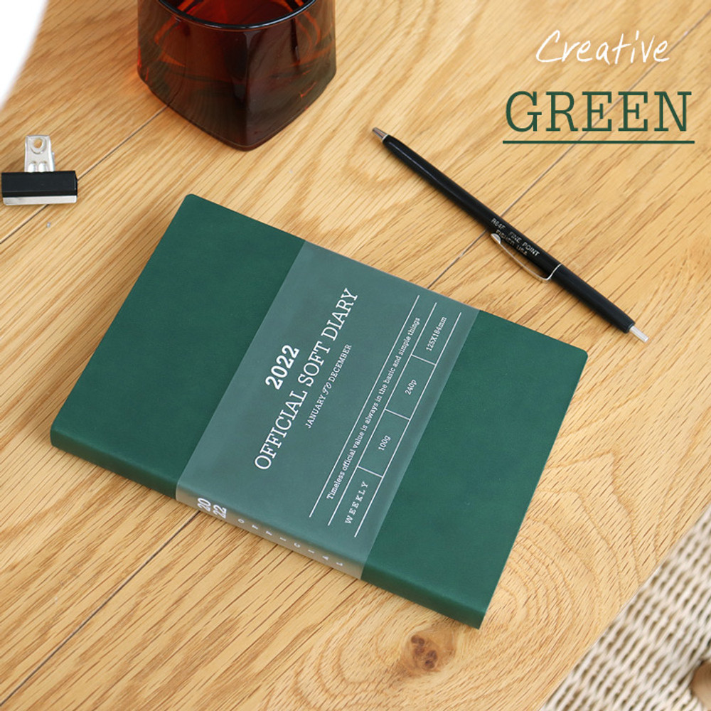 Green - Indigo 2022 Official soft dated weekly diary planner