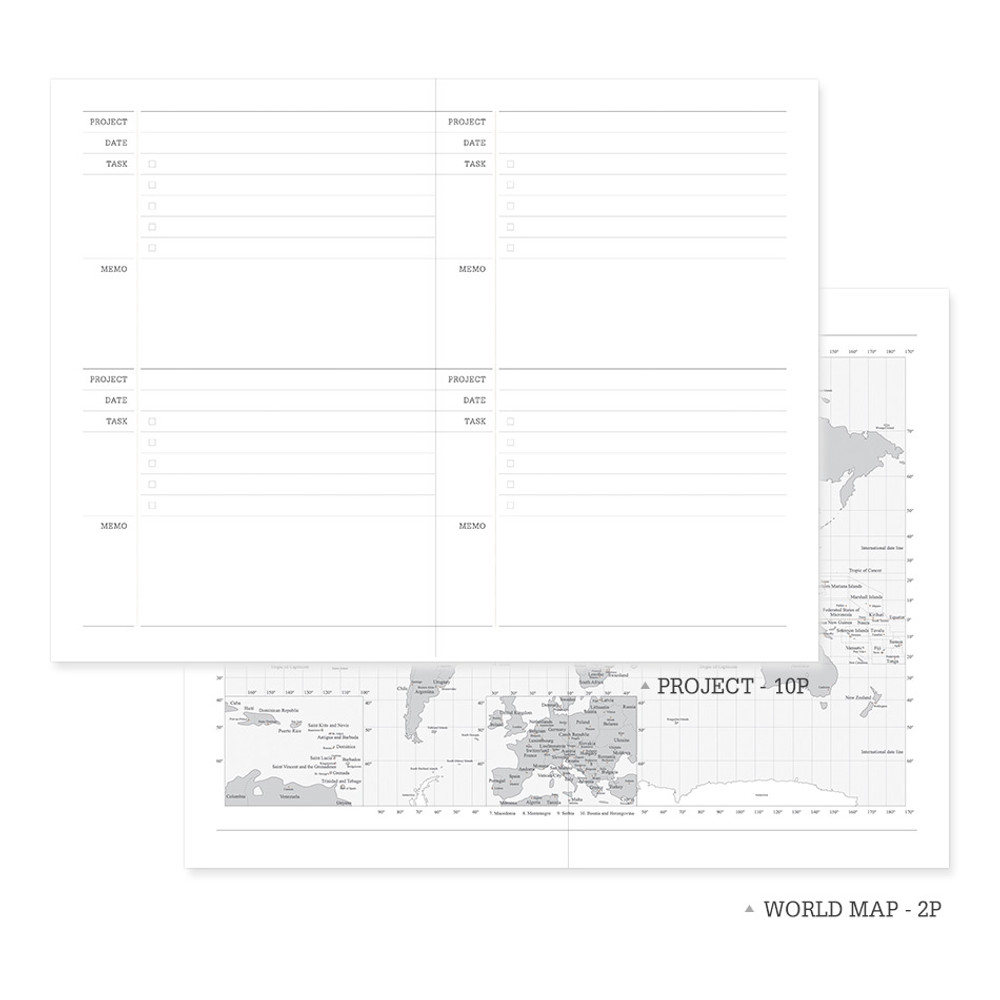 Project & world map - Indigo 2022 Official Soft Dated Monthly Diary Planner