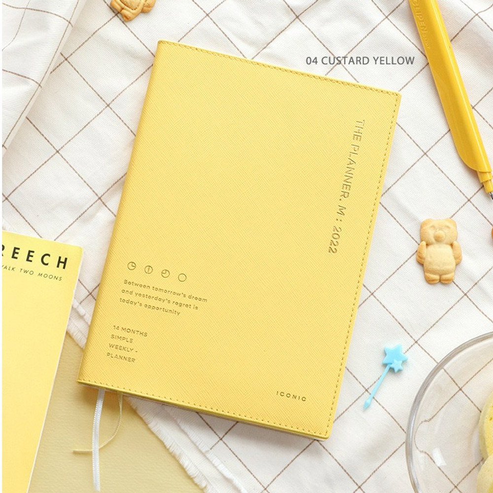 04 Custard Yellow - ICONIC 2022 Simple Medium Dated Weekly Diary Planner