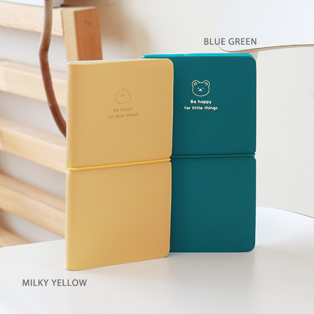 Milky yellow and Blue green - 2022 Be Happy for Little Things Slim Dated Weekly Diary