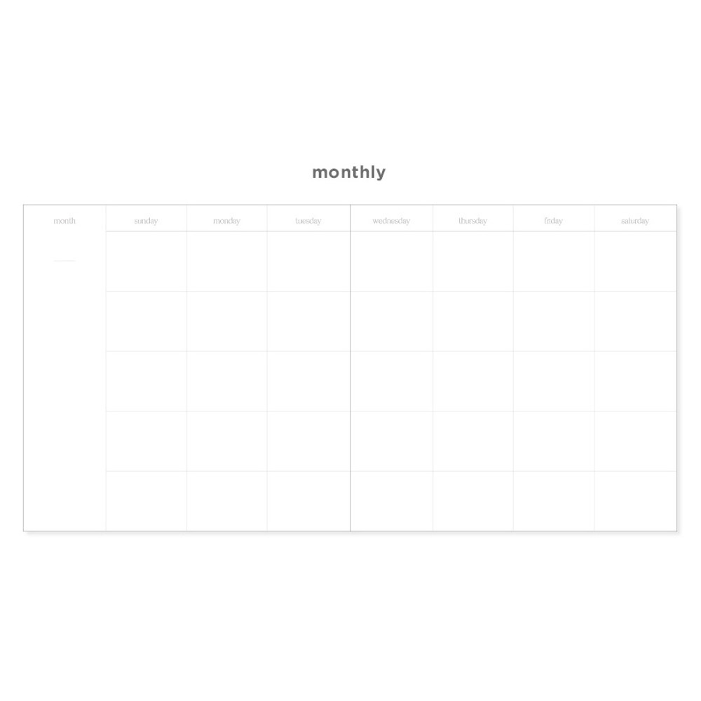 Monthly plan - 2NUL Square Drawing Dateless Weekly Diary Journal Ver2