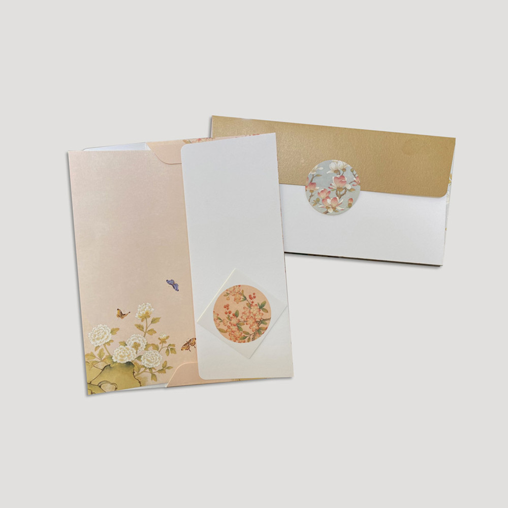Composition - OCHAE Minhwa 4 Envelopes 4 Notes and 4 Stickers Set