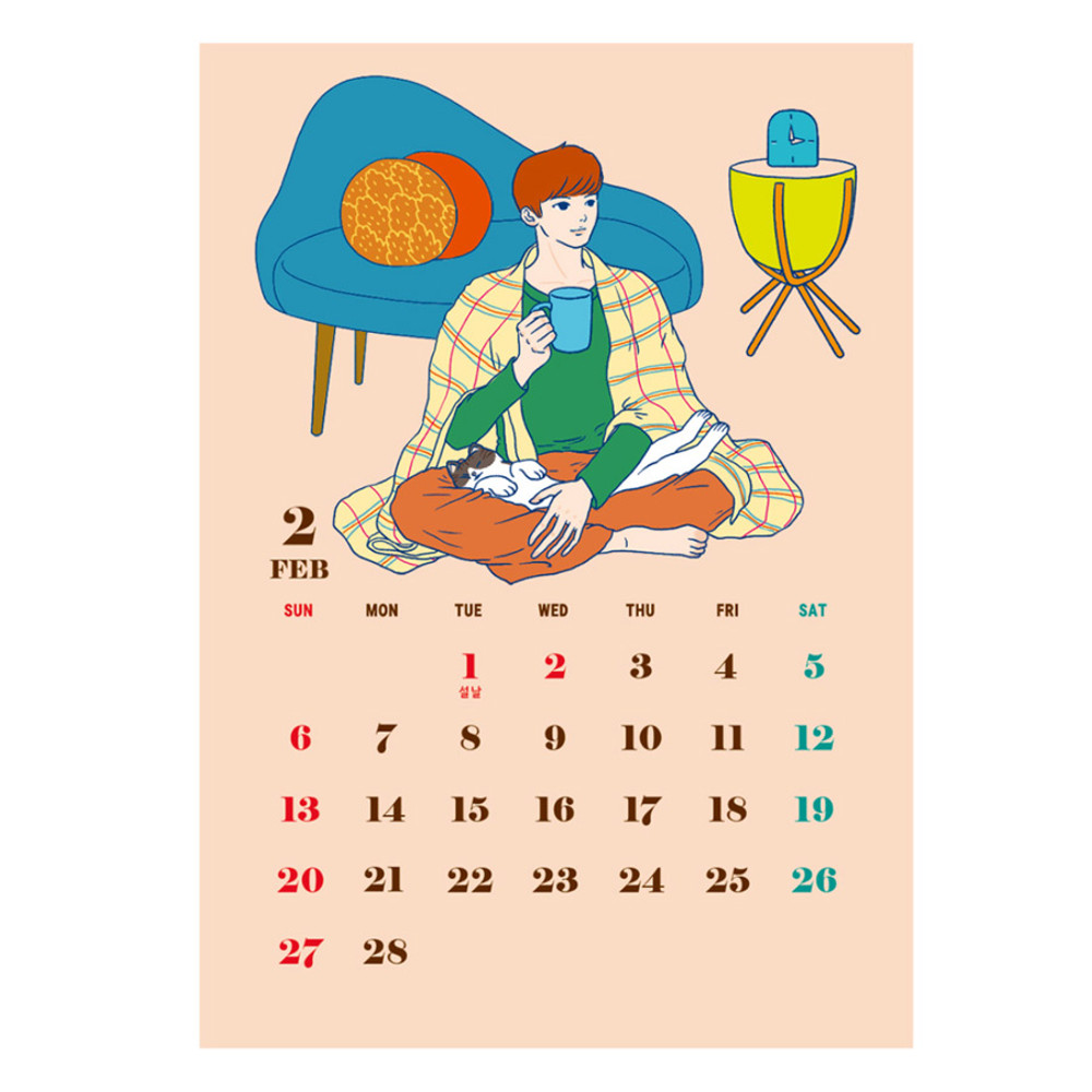 Calendar pages - Design Comma-B 2022 Retro Dated Monthly Desk Calendar